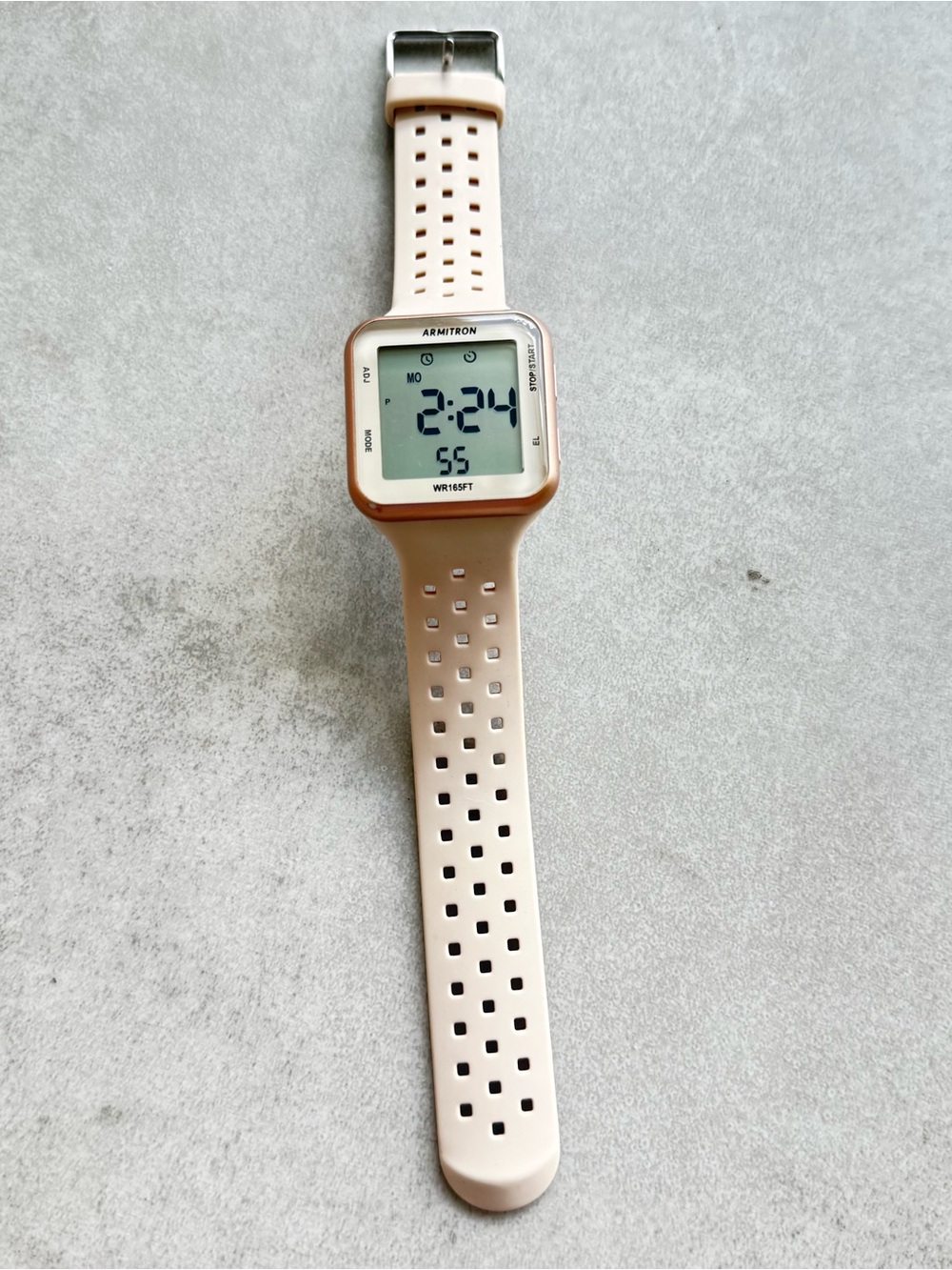Armitron Digital Chronograph watch pink square Silicone Strap water resistant